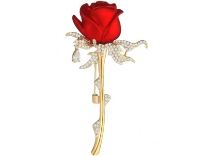 Elegantní Růžová Brož se Zirkony, Romantický Špendlík