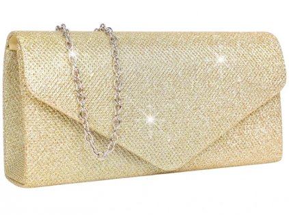 Elegantní lesklá večerní kabelka přes rameno pro dámy, zlatá, malé velikosti
