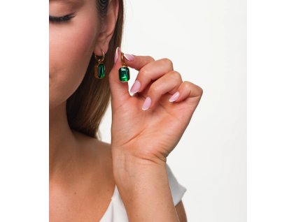 Elegantní Zlaté Náušnice se Zirkony z Chirurgické Oceli 316L, Rozměry 11,5 mm x 9 mm