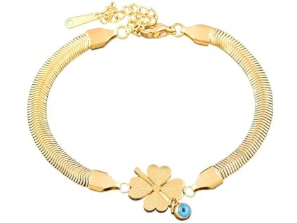 Elegantní Zlatý Náramek Zmije z Chirurgické Oceli 316L, Délka 17 cm + 5 cm Nástavec, Šířka Přívěsku 1,5 cm