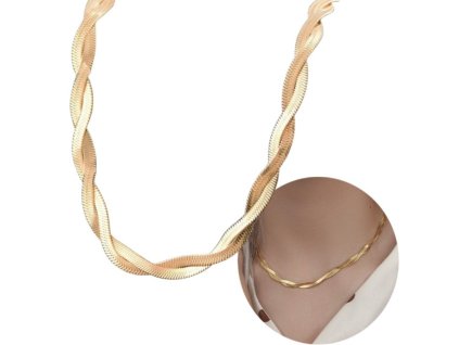 Elegantní náhrdelník zmijovka z chirurgické oceli 316L, pozlaceno 18karátovým zlatem, délka 38 cm s prodloužením 6 cm