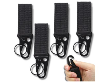 Sada 4 nylonových taktických přezek na klíče s poutkem k opasku