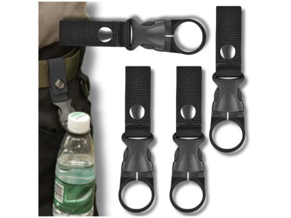 Sada 4 taktických karabinových klipů na láhev k opasku