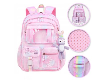 Batoh RAINBOW Sweet - školní univerzální s kapsami a klíčenkou PL159R