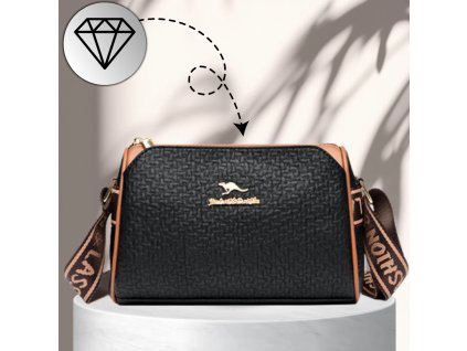 Elegantní černá dámská kožená crossbody kabelka