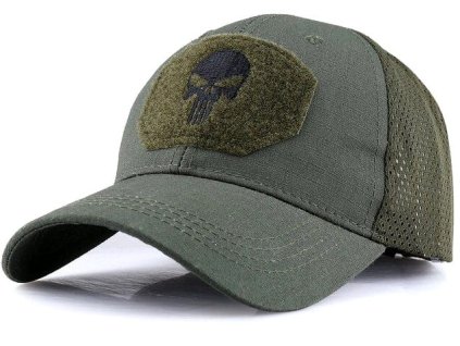 Módní Baseballová Čepice Punisher s Síťovanou Konstrukcí, Univerzální Velikost, Obvod 54-58 cm, Délka Kšiltu 7 cm