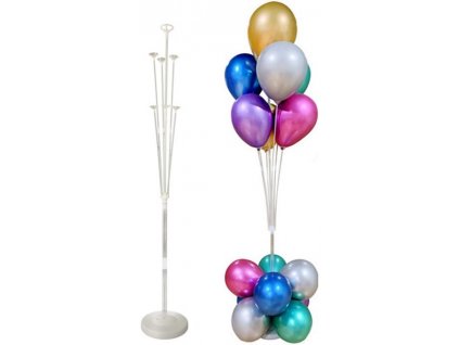 Stojan na balónky XL 100 cm, pevný plast, sada s 7 koši a stabilní základnou