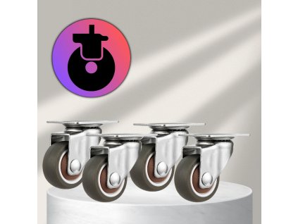 Sada 4 otočných gumových koleček 64 mm na nábytek