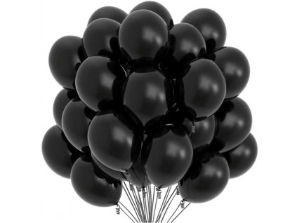 Sada 50 černých balónků z latexu, 30 cm, pro narozeninovou nebo svatební oslavu