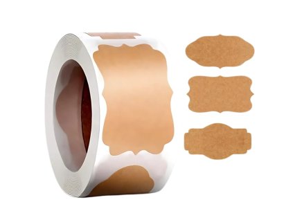 Papírové etikety 300 ks na roli 3 vzory pro DIY na sklenice, obálky a dárky.  Papírové etikety na roli - 300 ks, 3 vzory.