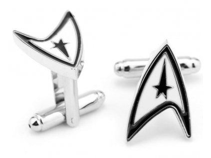 Manžetové knoflíčky Star Trek, oxidovaný stříbrný kov, 1,5 cm x 2 cm