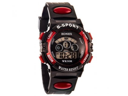 Sportovní hodinky pro chlapce s silikonovým řemínkem, minerálním sklíčkem a quartzovým strojkem, 23 cm