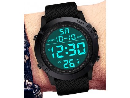 Binární hodinky s LED diodami, nerezová ocel, minerální sklo, WR30 voděodolnost
