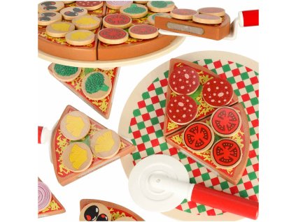 Dřevěná hrací sada Pizza s příslušenstvím