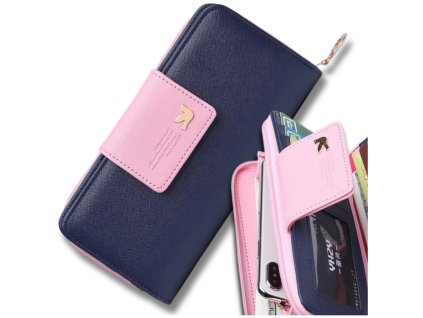 Velká dámská peněženka s prošívaným ozdobným vzorem, vysoce kvalitní materiál, 19 přihrádek a kapes