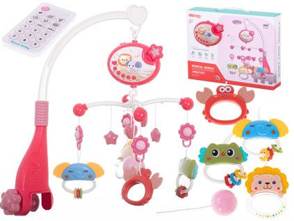 Kolotoč Lullaby Star Design růžový + dálkové ovládání