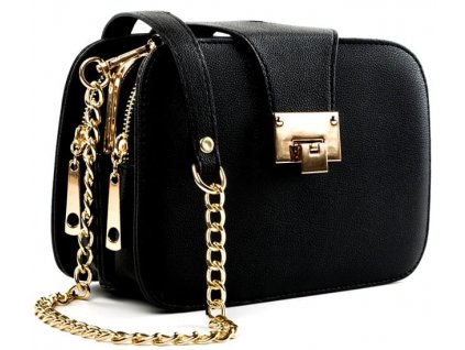 Elegantní dámská kabelka SUITCASE, černá, ekologická kůže, 21.5x15x8 cm