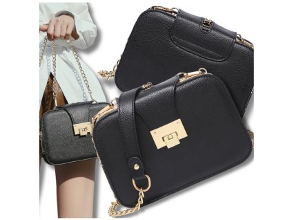 Elegantní dámská kabelka SUITCASE, černá, ekologická kůže, 21.5x15x8 cm