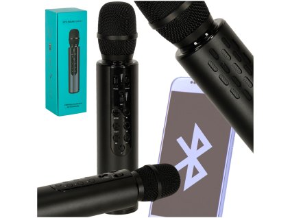 Bezdrátový mikrofon pro karaoke Bluetooth černý