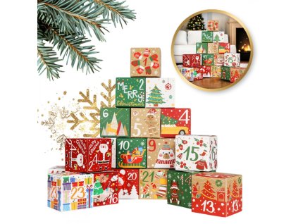 Adventní kalendář diy 24 barevných krabiček krásný vzor ksn101