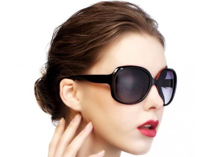 Velké dámské sluneční brýle Flyback, černé, plastové s UV400 filtrem
