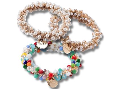 Sada ozdobných krystalových gumiček do vlasů 3ks