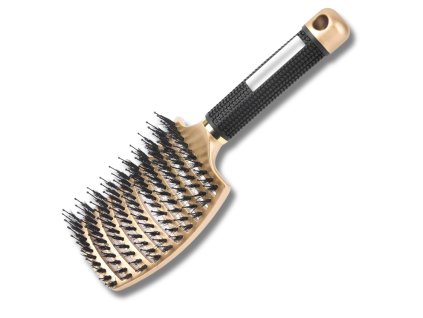 Zlatá elastický kartáč na vlasy a masáž s divokými štětinami