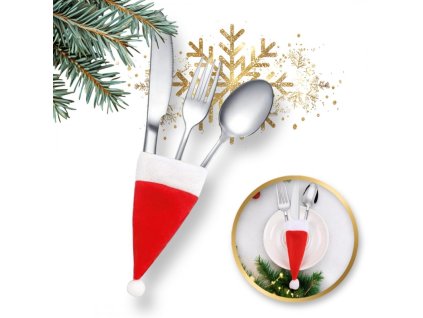Obal, etui na příbor vánoce čepice mikuláše 12 cm x 6 cm 1 ks ksn68poj
