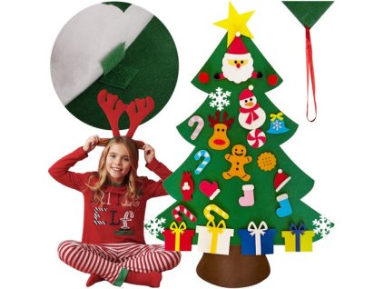 Plstěný vánoční stromeček s ozdobami 24856