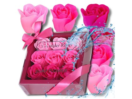 Růžová mýdlová růže - dekorativní sada 9 ks jako dokonalý dárek