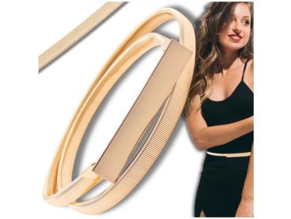 Zlatý Kovový Řemínek SNAKE s Pancéřovou Pružinou, Délka 74-110 cm, Šířka Spony 7 cm