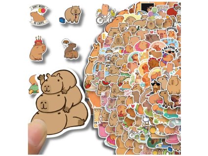 Motivační nálepky s kapibarou pro děti na notebook - 100 kusů