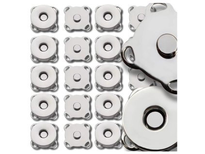 Magnetické kovové knoflíky 10 ks stříbrné