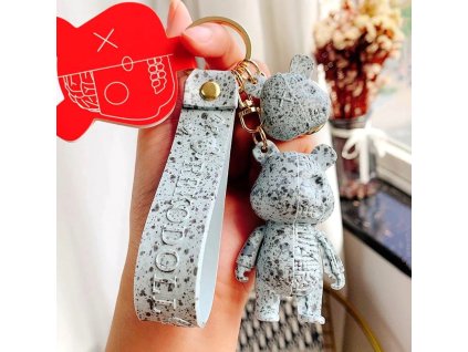 Přívěsek na klíče Medvěd Kostlivec Voodoo, zlaté kování, syntetický materiál a slitina obecných kovů, 65x40 mm