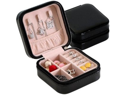 Organizér na šperky s zipem, plastový, 10x10x5 cm