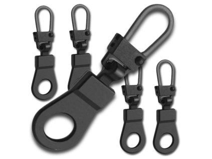 Černý kovový přívěsek 5ks na zipy kulaté