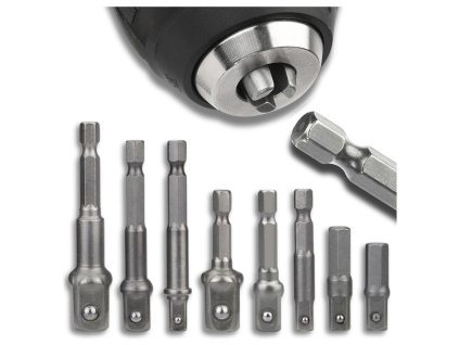 Sada 8 kusů adaptérů pro šroubovák a vrtačku HEX