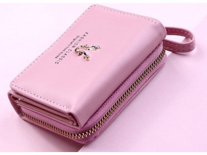 Elegantní Malá Dámská Peněženka Retro Styl, Růžová, Ekologická Kůže, 11x9x3.5 cm