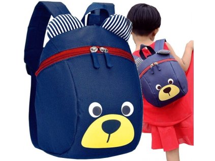 Dětský batoh Medvídek pro předškoláky s ušima a šňůrkou na krk, polyester, 27x22x10 cm
