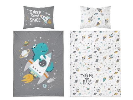 Bavlněné ložní prádlo 90x120 Cosmos dinosaurus šedý 4279 B Mayamoo 20