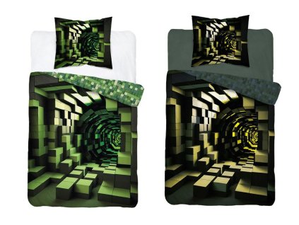 Svítící povlečení 140x200 Minecraft zelená 4634 A Fluo 35