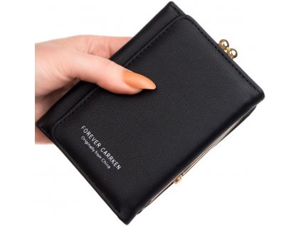 Elegantní dámská peněženka z ekologické kůže, černá, 12x8.5x4.5 cm