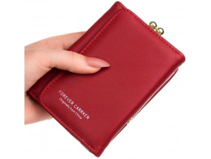 Elegantní dámská peněženka z ekologické kůže, tmavě červená, 12x8.5x4.5 cm