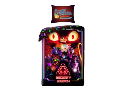 Bavlněné povlečení 140x200 Five Nights at Freddy's černý barevný povlak na polštář 70x90 Premium Kids 13 Halantex