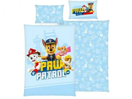 Bavlněné ložní prádlo 100x135 Psi Patrol modrá bílá vícebarevná