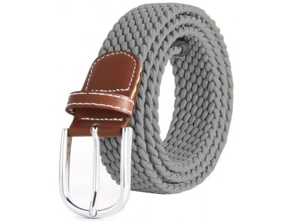Unisex elastický pletený pásek ke kalhotám, délka 109-120 cm, šířka 3,4 cm, polyester + kůže