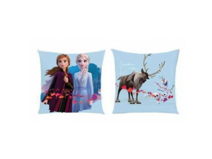 Dětský polštář 38x38 Frozen Anna a Elsa modrá S24