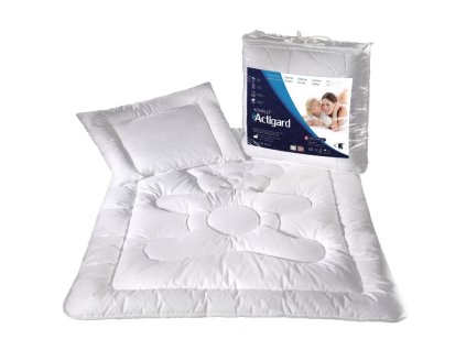 Dětská přikrývka 100x135 polštář 40x60 Actigard 0,60 kg+0,20 kg bílá 100% bavlna s antibakteriální úpravou Actigard AMW