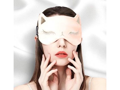 Saténová Maska na Oči s Nastavitelným Elastickým Páskem, Prodyšná a Pohodlná, Šířka 18.5 cm - Výška 10.5 cm