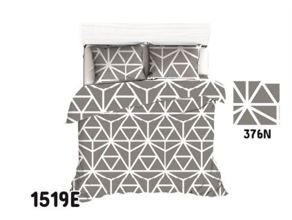 Bavlněné povlečení 200x220 1519E šedá bílá geometrická 376N